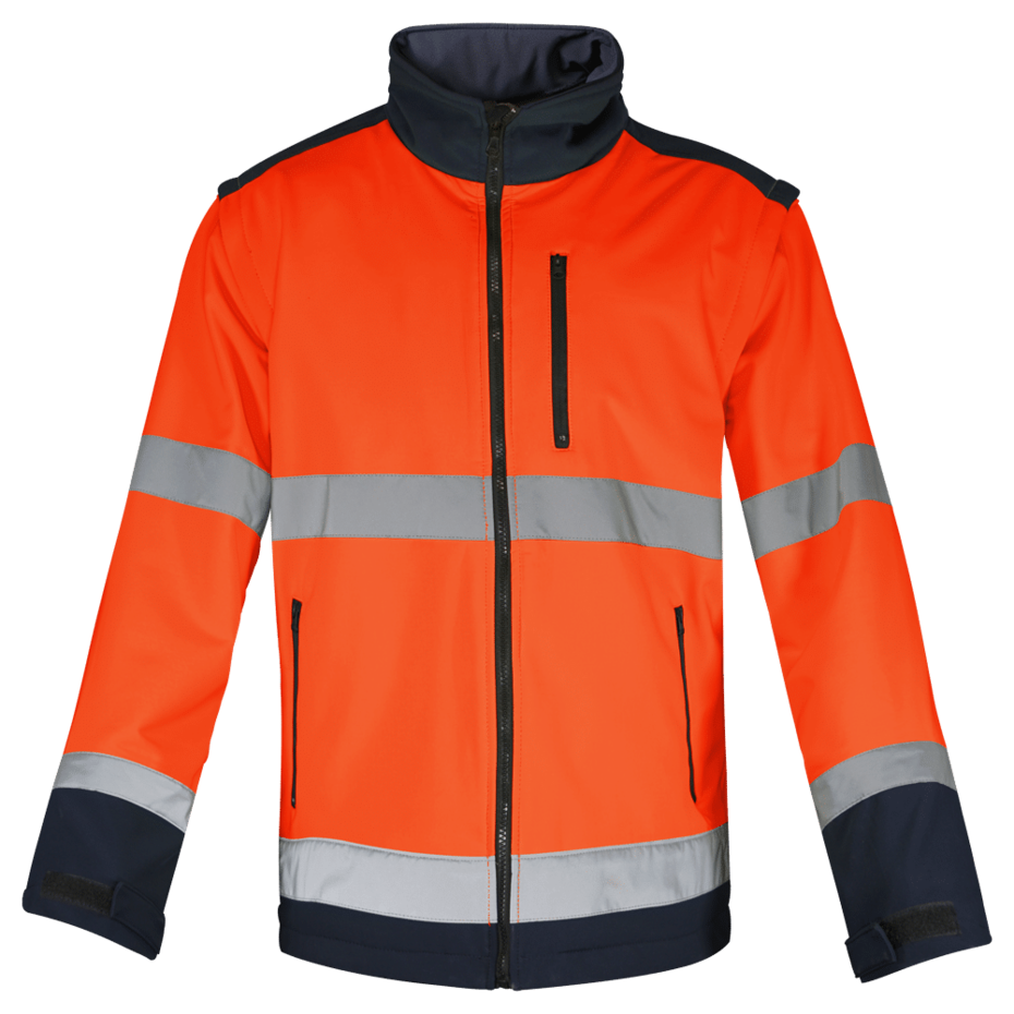 JAQUETA SOFTSHELL COM MANGAS DESTACÁVEIS AV COMBINADO LARANJA  FLUO