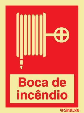 Sinal de boca de incêndio armada tipo carretel
