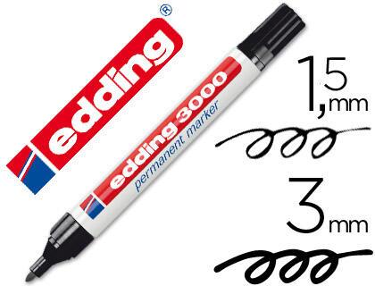 Marcador edding 3000 preto permanente-ponta redonda 3 mm.