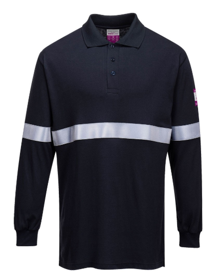POLO IGNÍFUGO ANTI-ESTÁTICO DE MANGA COMPRIDA COM FITA REFLECTORA - FR03
