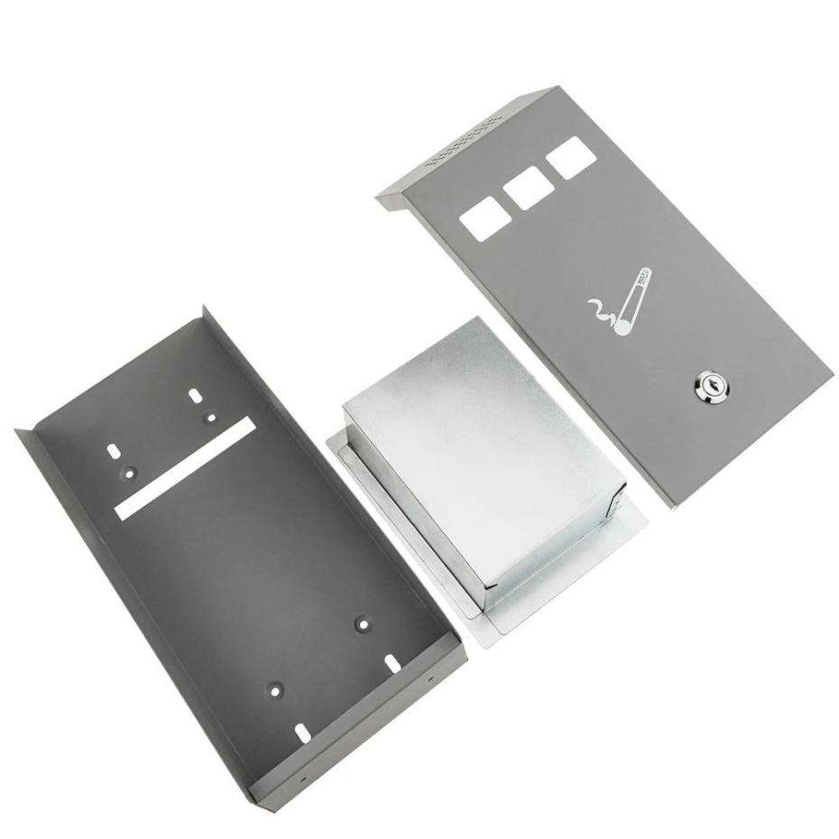 Cinzeiro de parede para exterior de metal cinza 147 x 60 x 324 mm