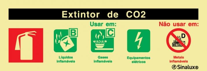 Sinal de agente extintor de CO2 240X85 mm