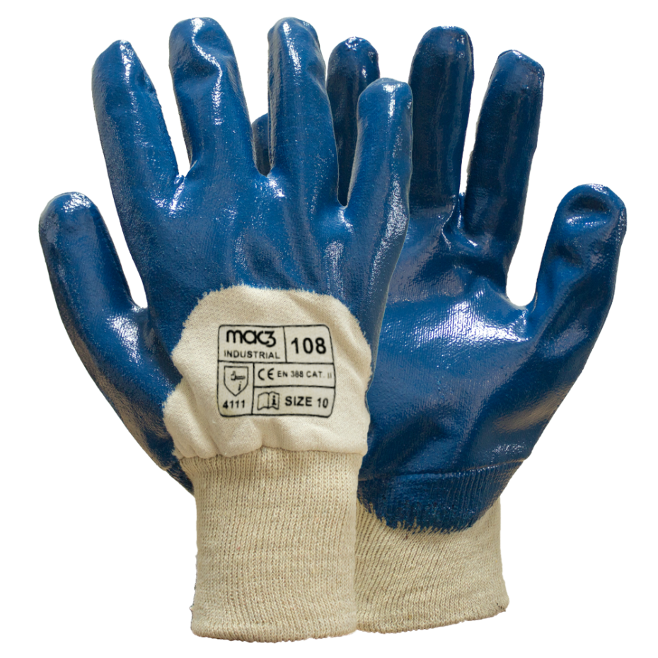 Luva Mac3 Flexsafe Nitrilo Azul - Punho malha  