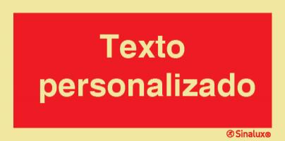Sinal de incêndio na forma retangular, com texto personalizado