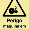 Sinal de perigo, máquina em movimento