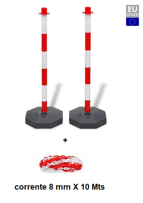 Kit  2 Suportes Corrente C/Base , Corrente Vermelha/Branca  10 Mts 