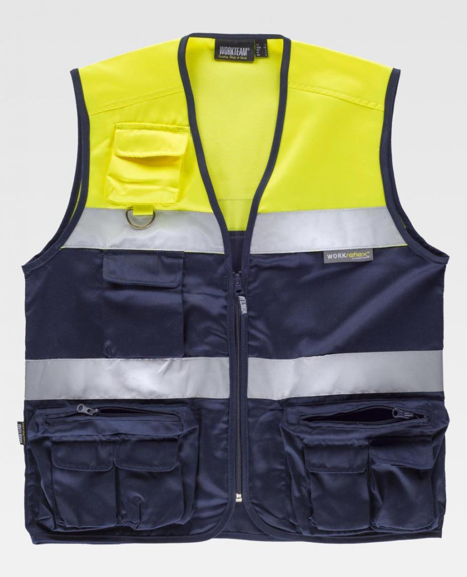 Colete Multibolsos AV Marinho/ Amarelo 