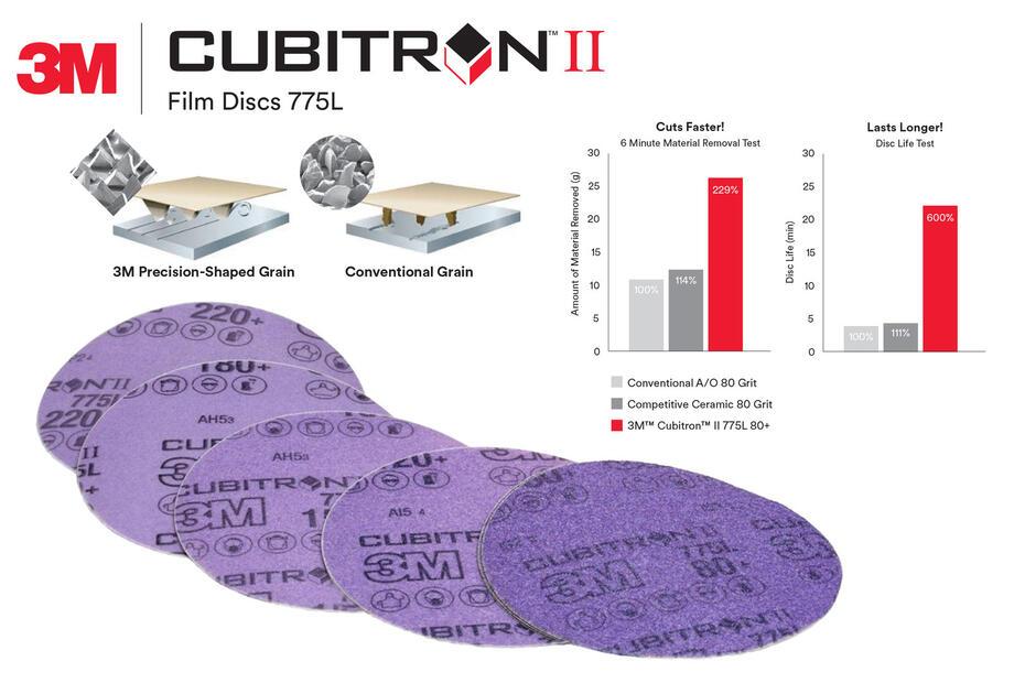 3M 775L Cubitron II Disco Hookit 150mm sem furo