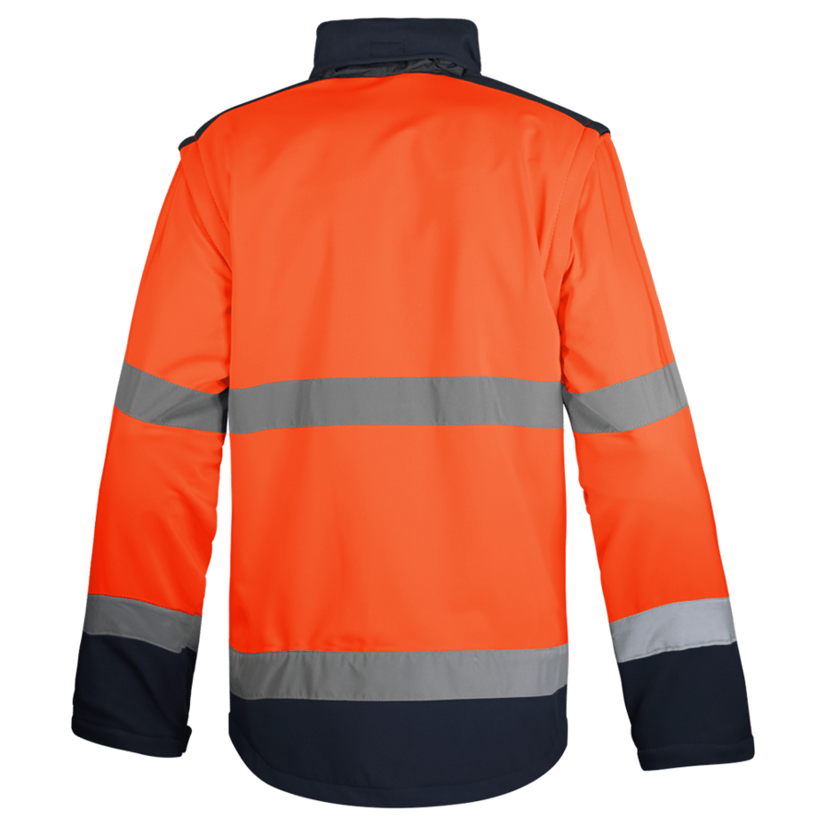 JAQUETA SOFTSHELL COM MANGAS DESTACÁVEIS AV COMBINADO LARANJA  FLUO
