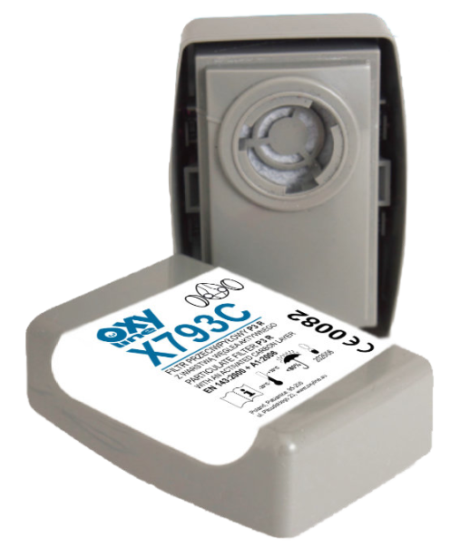 CARTUCHO DE FILTRO DE PARTÍCULAS REUTILIZÁVEL OXYPRO X793C P3 R C CARVÃO ATIVO