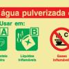 Sinal de agente extintor de água pulverizada com aditivo 240X85 mm