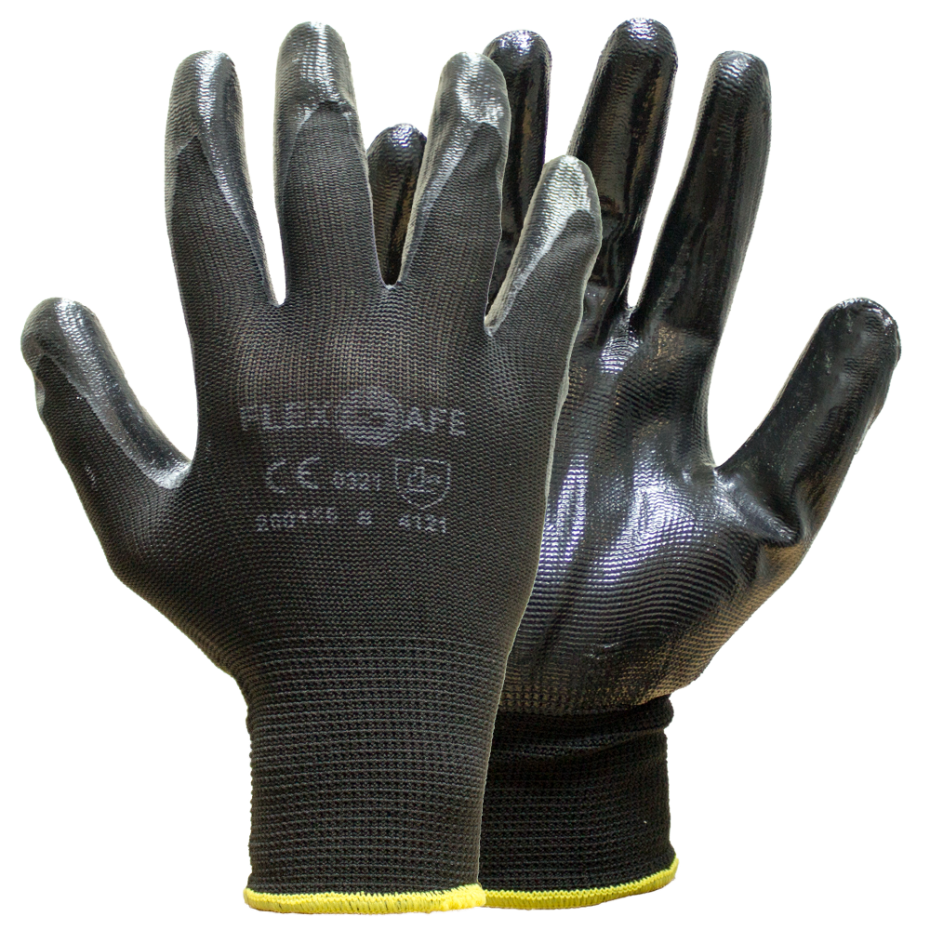 Luva  Nylon revestida Nitrilo Preto  ( Par )