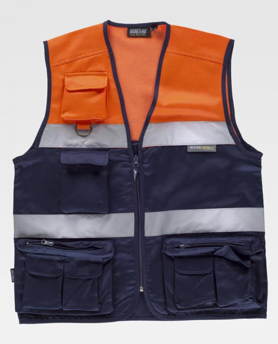 Colete Multibolsos AV Marinho/ Laranja 