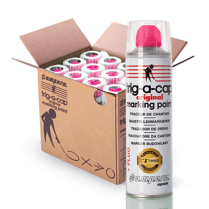 Spray fluorescente para sinalização de construção TRIG-A-CAP® ORIGINAL (caixa com 12 sprays)