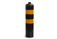 Balizador redondo 80 cm preto c/ 2 telas reflectoras amarelas