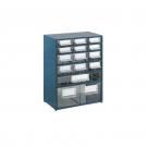 Estante N. 15  metalo - plástica c/ 15  gavetas azul