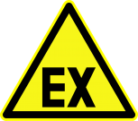 Etiqueta Vinil Adesivo  Perigo Zona ATEX    Med. 100 X 100 mm ( 10 Uni )
