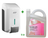 KIT Doseador  + Garrafão  Álcool Gel Desinfectante Mãos 5Lts 