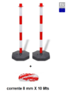 Kit  2 Suportes Corrente C/Base , Corrente Vermelha/Branca  10 Mts 