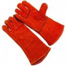 Luva  Soldador Croute Vermelho Forrada 15cms  ( Par )