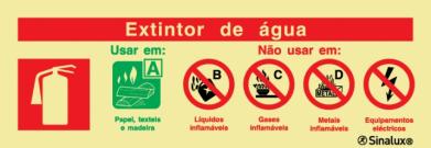 Sinal de agente extintor de água 240x85 mm