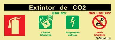 Sinal de agente extintor de CO2 240X85 mm