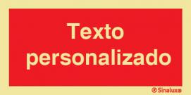 Sinal de incêndio na forma retangular, com texto personalizado