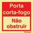 Sinal de porta corta-fogo, não obstruir